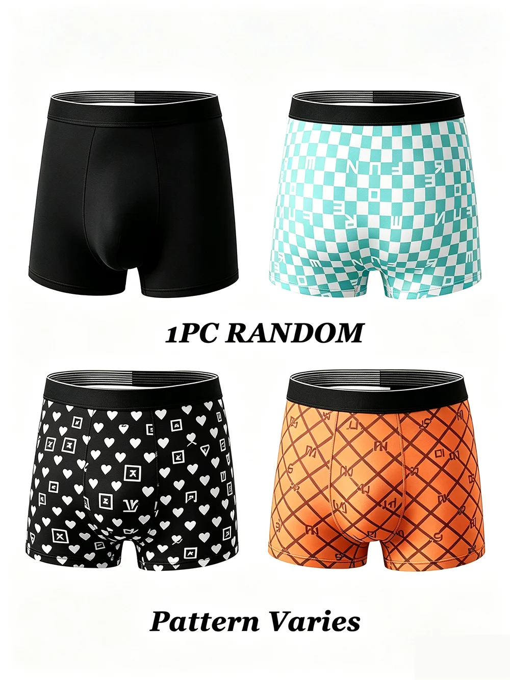 Mystery Color Single Men's Ice Silk Boxer Briefs 1Pc Seamless Cooling Breathable Quick Dry Elastic Waistband Trunks