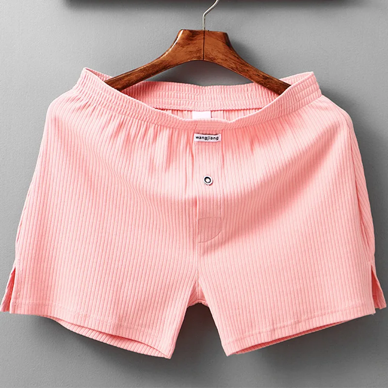 Summer Men Cotton Vertical Striped Boxer Shorts, Loose Plus Size Breathable Comfort Home Wear Casual Lounge Aro Pants Underwear