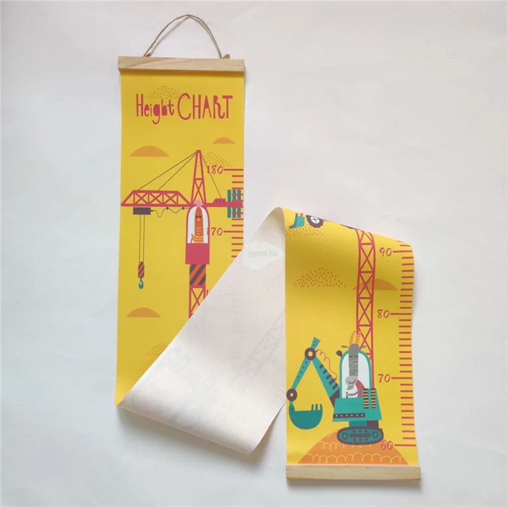 Wall Hanging Children Height Measuring Rulers Removable with Frame Height Measure Chart Wooden Roll Up Baby Growth Chart