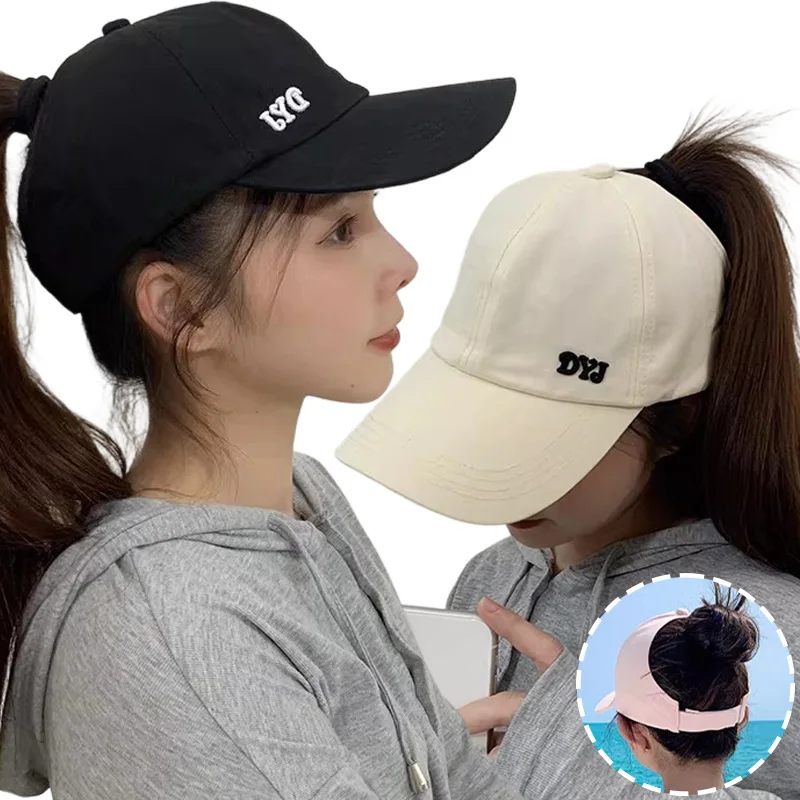 Ladies High Ponytail Baseball Cap Empty Top Summer Outdoor Anti-UV Sun Hat breathable versatile sports Beach travel Visor Cap