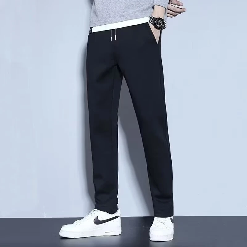 Men-Summer-Autumn-Ice-Silk-Pants-Thin-Straight-Leg-Sweatpants-Loose-Fit-Joggers-Drawstring-Ankle-Cuff-Versatile-Casual-Sports-Lo