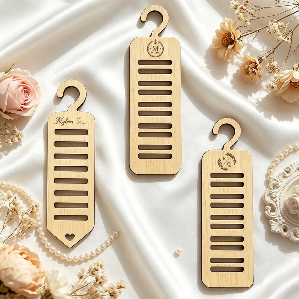 2pcs Personalized Engraved Tie Rack,Custom Name for Men,Space Saving Wall Mounted Storage,Groomsman Father's Day Gift for Dad