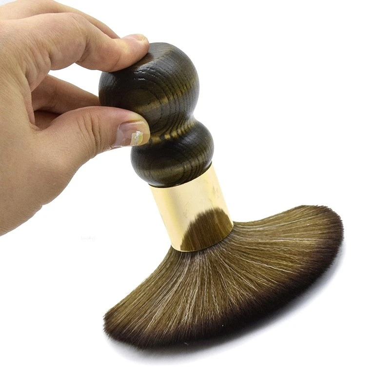 Professional Soft Hair Brush Barber Neck Duster For Salon Haircut Cleaning With Wooden Handle Hairdressing Tool