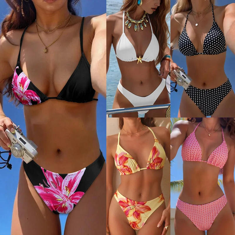 Women Fashion Sexy Leopard Bikini Two Piece Set Tie Detail Cross Border Swimwear 2026 Trendy European Beach Bathing Suit