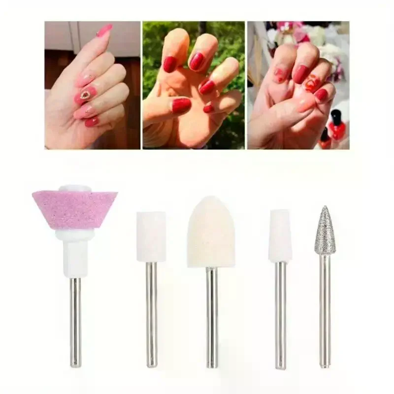 Nail Drill Bits Set With Assorted Grinding Heads Clear Case For DIY Manicure Pedicure Polishing 3/4/5PCS