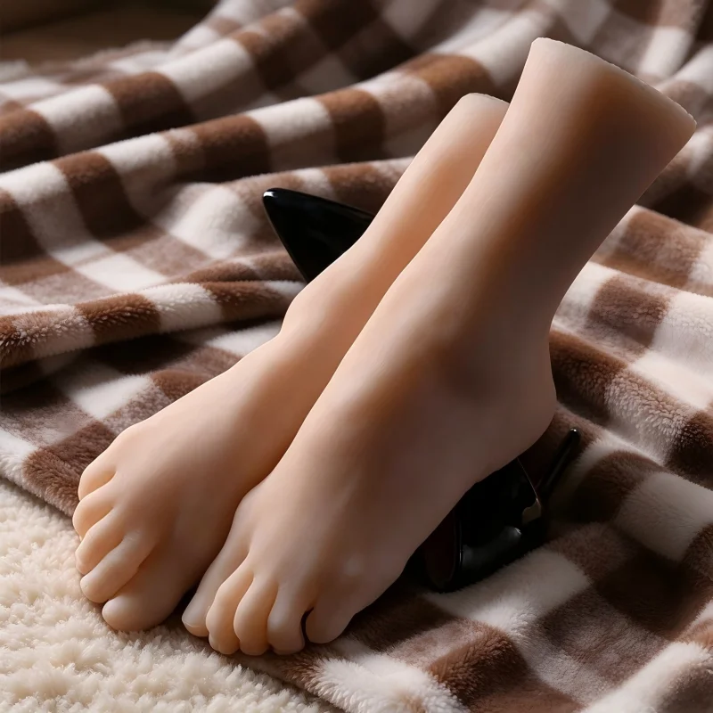 Female Ballet Style Silicone Foot Mannequin Realistic Sole Wrinkles Bright Skin Tone Nail Art Training Sock Display Props