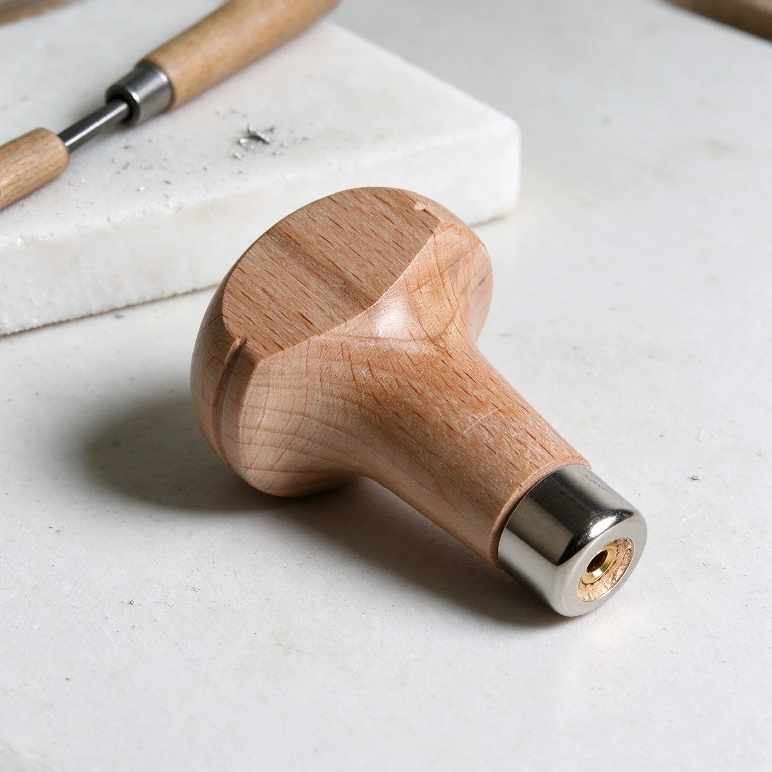 ASIC Half-Head Beading Tool Handle 3/32" Shank PEFC Wood with Brass Fitting, Jewelry Making Beading Tool Replacement Accessory