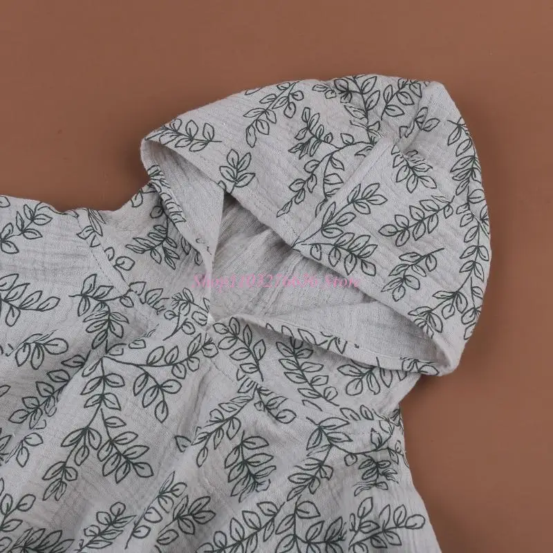 R6FD Toddlers Hooded Bath Towel Soft Swaddle Wraps Wearable Bathrobe Shower Blanket