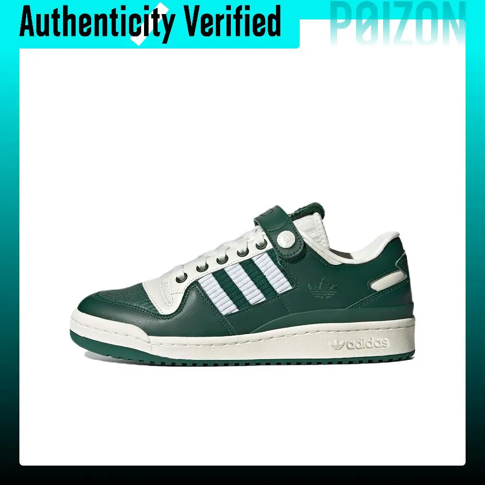 Adidas Originals FORUM 84 Low Leather Wear resistant And Lightweight Low top Skateboard Shoes Unisex Green HQ7002