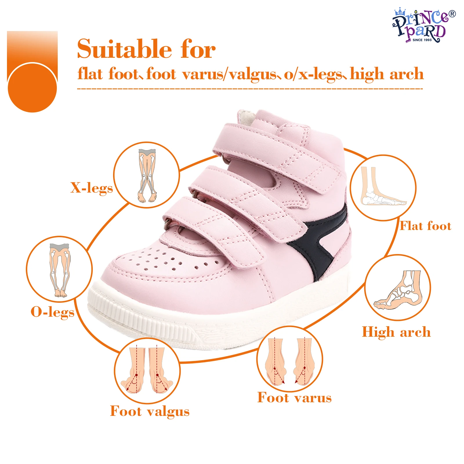 Orthopedic Shoes for Kids and Toddlers with Arch and Ankle Support Help X/O Legs, Suitable for Heel Valgus Varus