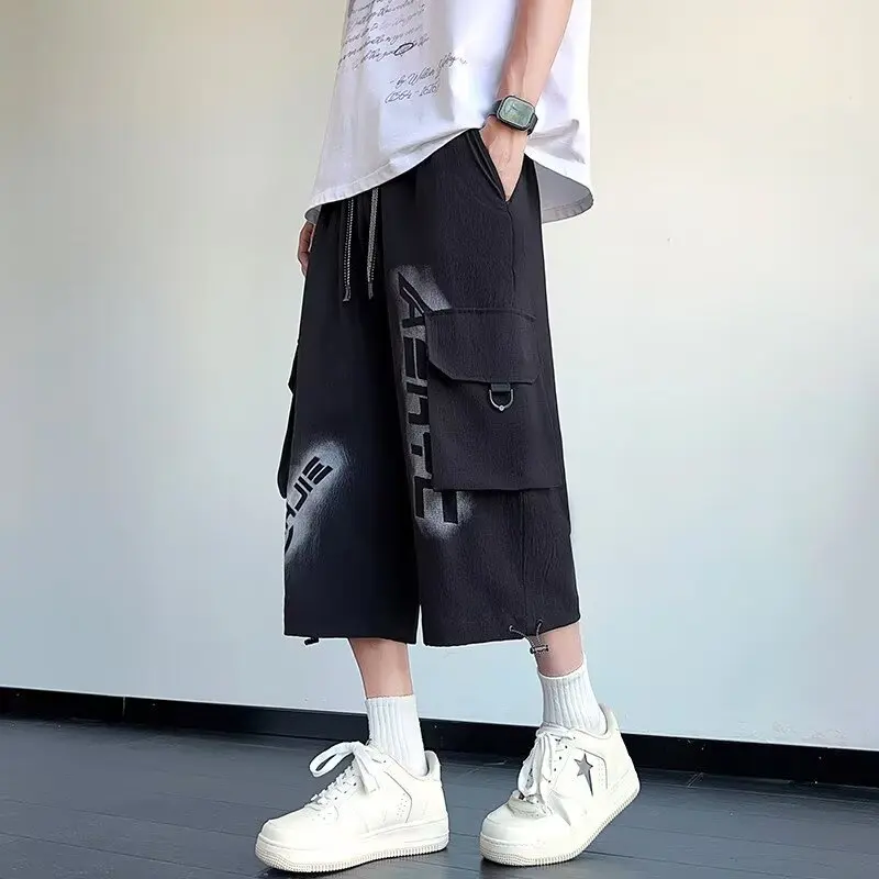 2026 Men's Casual Shorts Three-quarter Pants  Sweatpants Summer Korean Fashion Streetwear Harajuku Short Pants Men Clothing