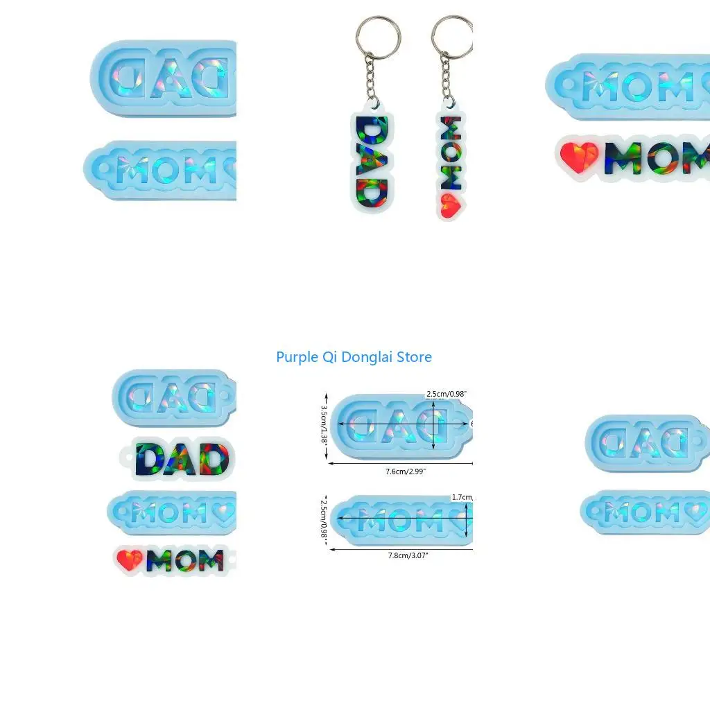 L21E MOM DAD Mirror Mold DIY Pendant Crafting Mould for Father and Mother's Day Gift