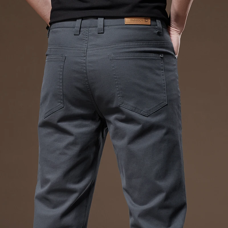 Men Straight Casual Pants 97% Cotton 2024 Spring Autumn Men's Business Clothing Trousers Men's Pants Black Gray Khaki Brand