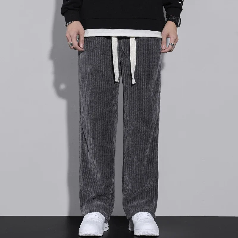 Corduroy Fashion Autumn Men Trousers Casual Loose Solid Color Multiple Colour Trousers Straight Cylinder Youth Wide Leg Pants
