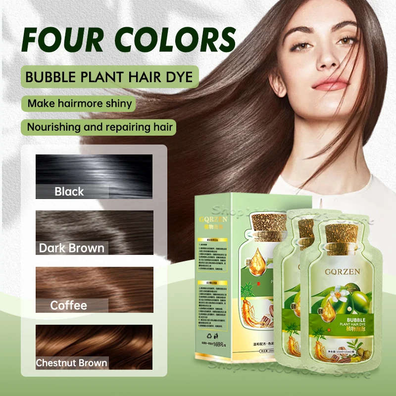 1/5/10pcs Pure Natural Herbal Hair Dye Shampoo Natural Black Color Cover Gray White Hair Treatment Bubble Plant Fast Hair Dye