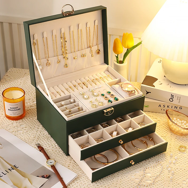 1 Pcs Ins-Style Three-Layer Jewelry Storage Box for Necklaces Earrings Bracelets Watches Storage Jewelry Packaging & Display