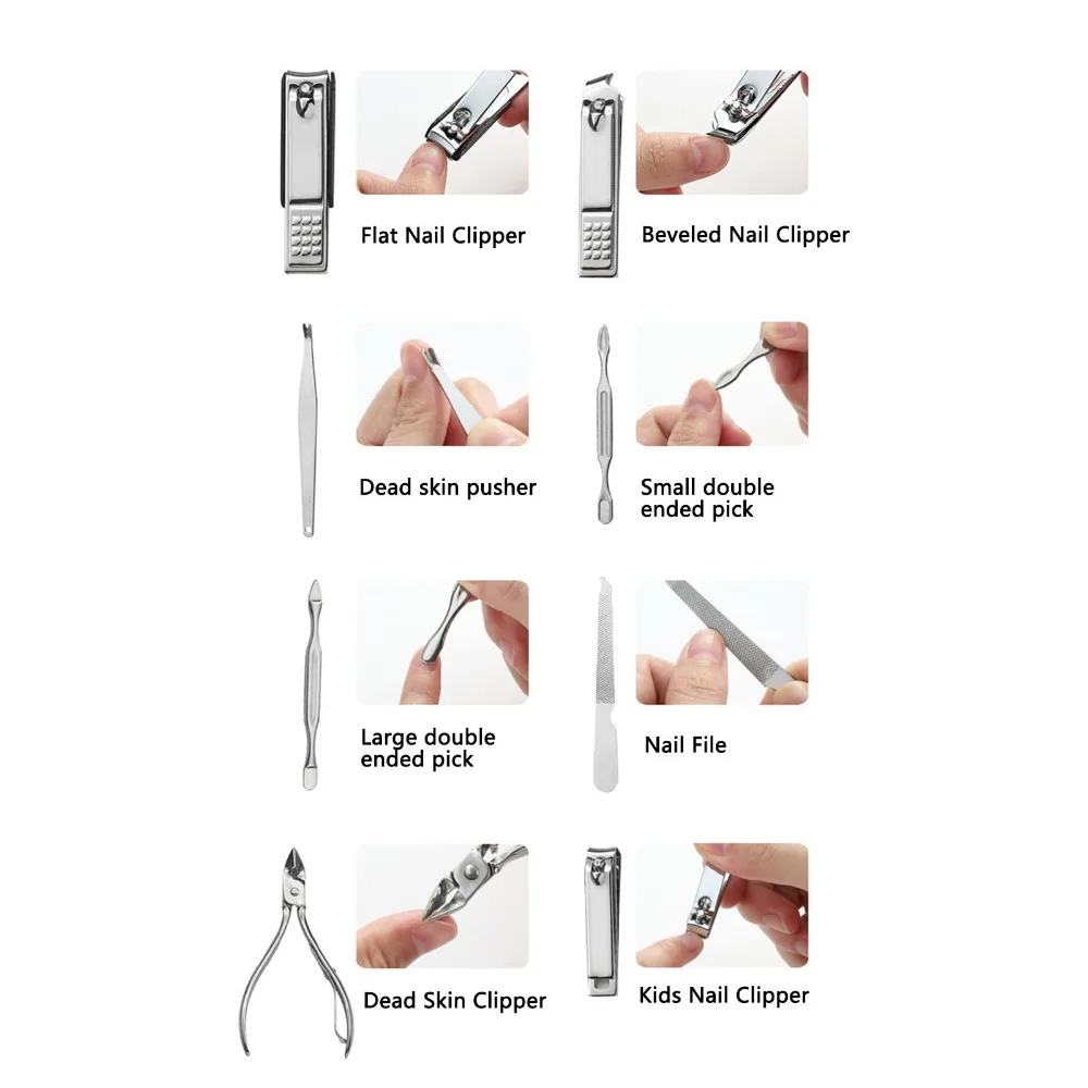 26Pcs All-in-one Stainless Steel Nail Clipper Set Black Portable Nail Care Kit Sharp Manicure Set Home Use