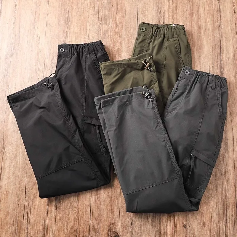 Men's Outdoor Waterproof Outdoor Casual Pants Thin Breathable Loose Straight Workwear Trousers Fashionable Summer Leisure Pants