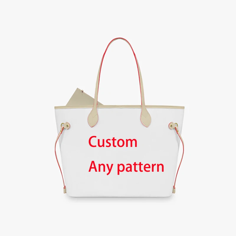 kkk Customized Pattern Text Logo Pu Handbag Large Capacity Single Shoulder Bag Wallet Set