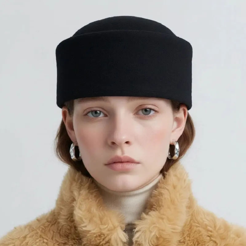 Fashion Wool Pillbox Hat Women Winter Vintage Medicine Box Hat French Hepburn Elegant Beret Fascinator Wedding Nice Felt Hat
