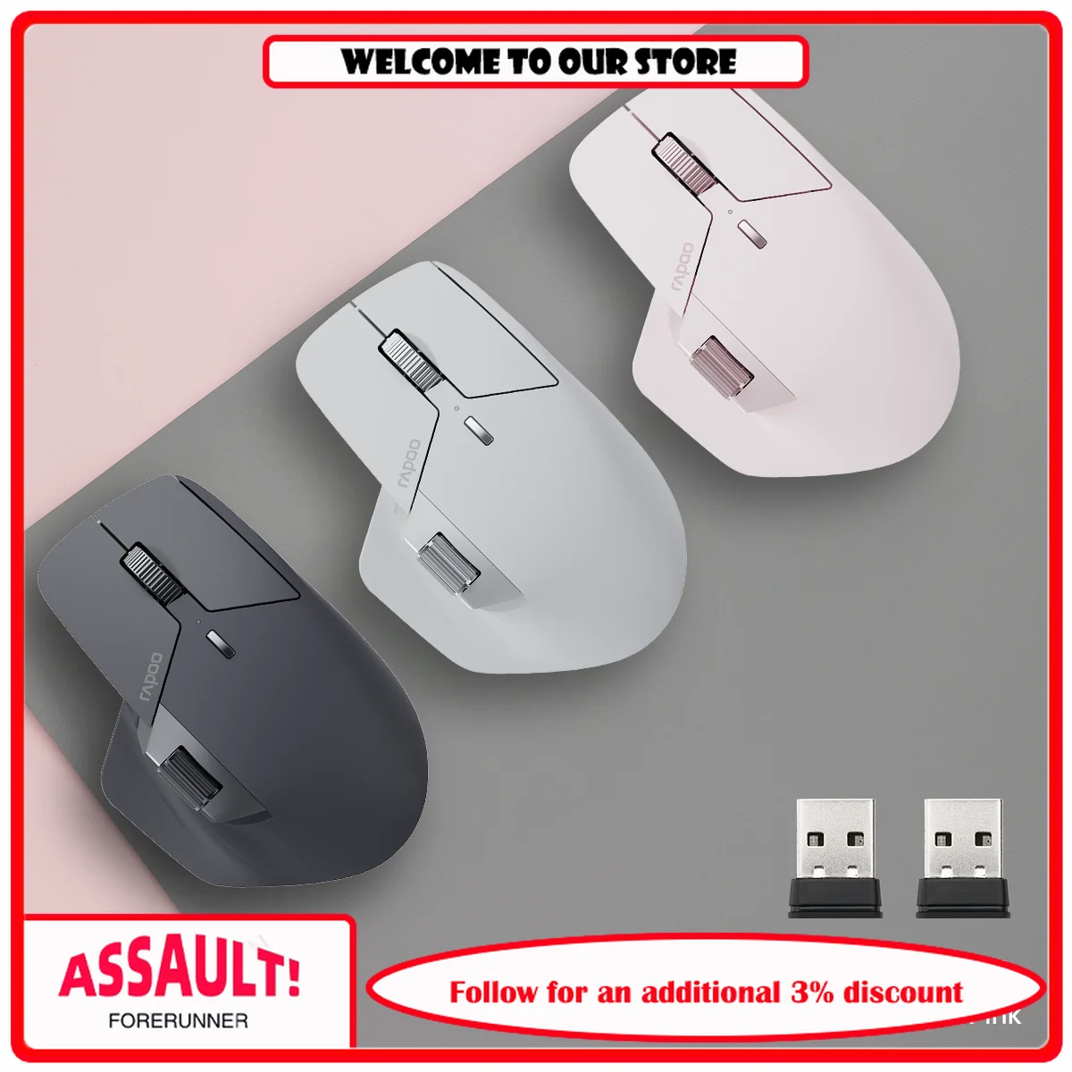 Rapoo MT760/MT760L/MT760Mini/MT760M Rechargeable Multi-mode Bluetooth Wireless Mouse Ergonomic 4000 DPI Support Up to 4 Devices