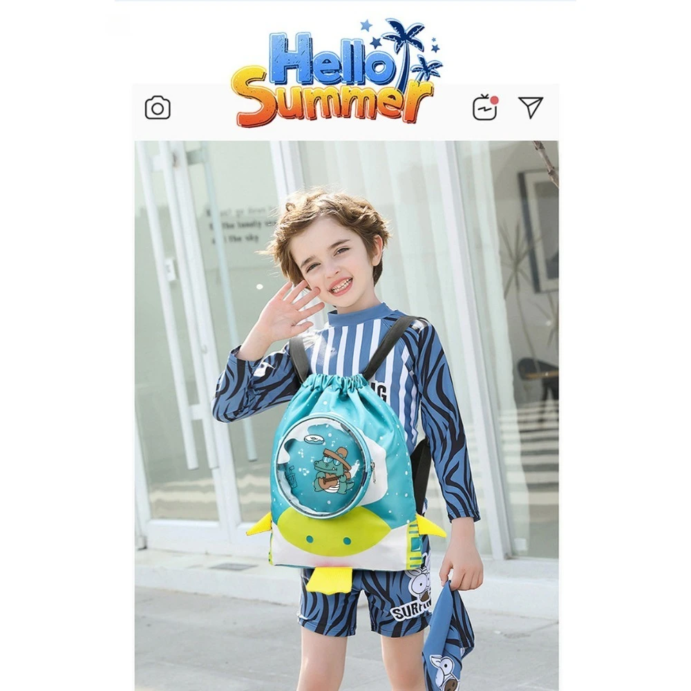 Children Waterproof Swimming Bag Dry Wet Separation Cute Cartoon Backpack Boys Girls Beach Pouch Sport Swim Bag