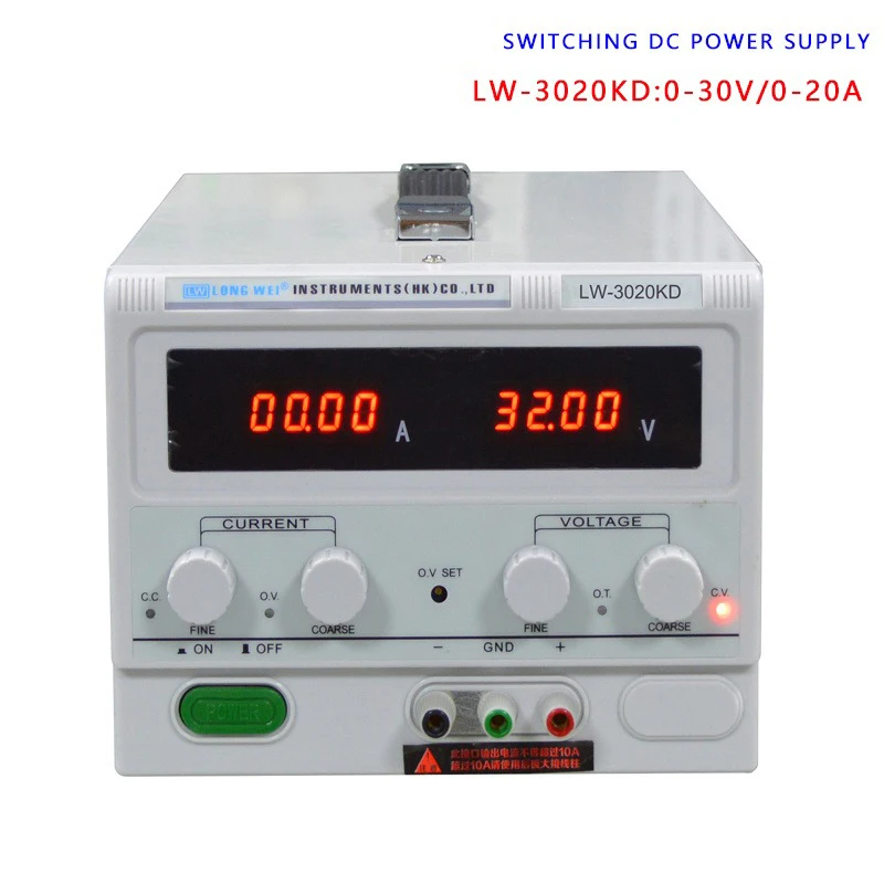 LW-3020KDS 0-30V 0-20A DC Power Supply 4-Digit LED Display Gold Silver Rhodium Jewelry Pen Plating Tank Plating Machine