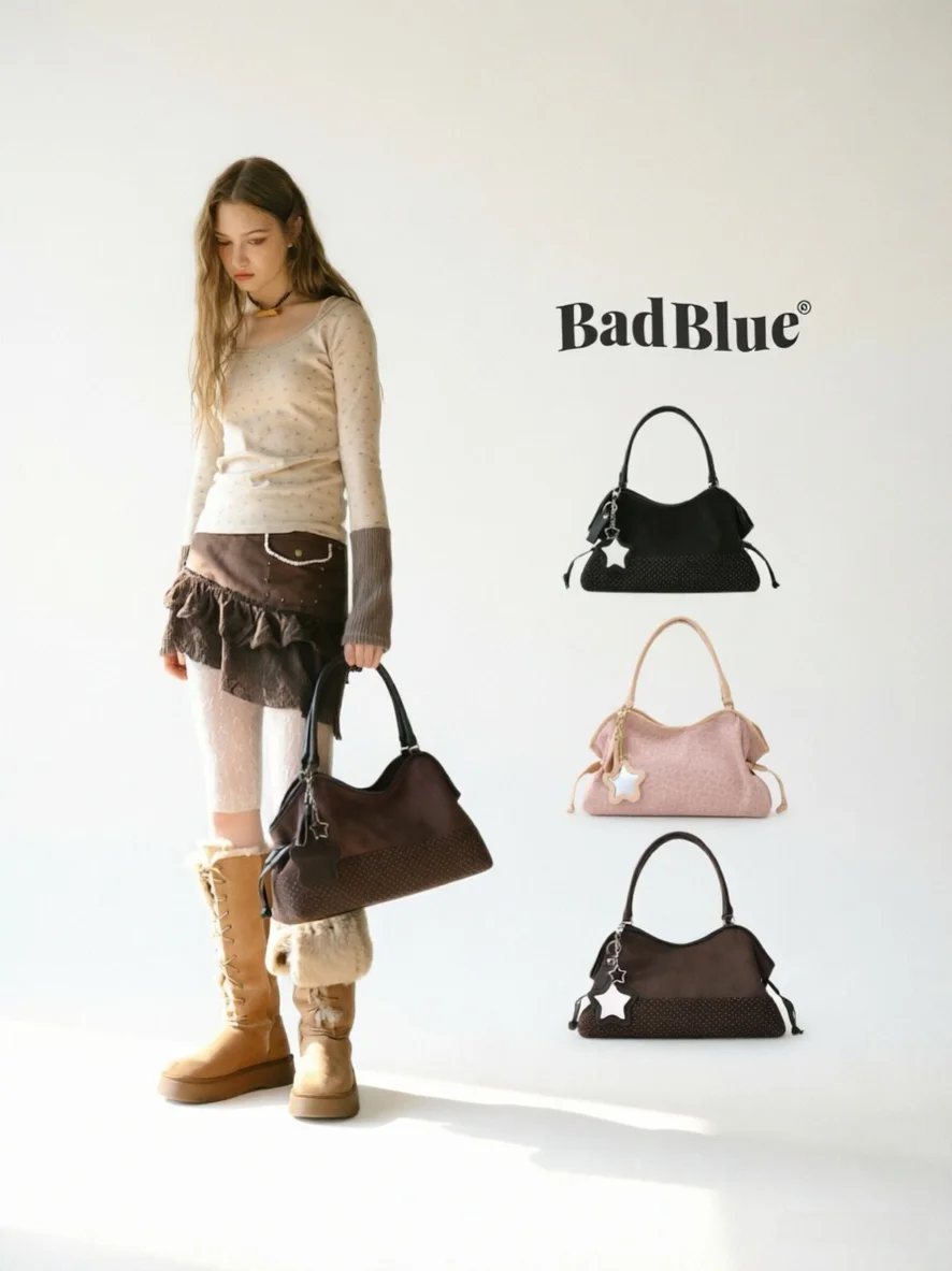 Bad Blue Small Underarm Polka Dot Leopard Print Single Shoulder Handbag Commuter Versatile Tote Bag Women's Fashion Bag