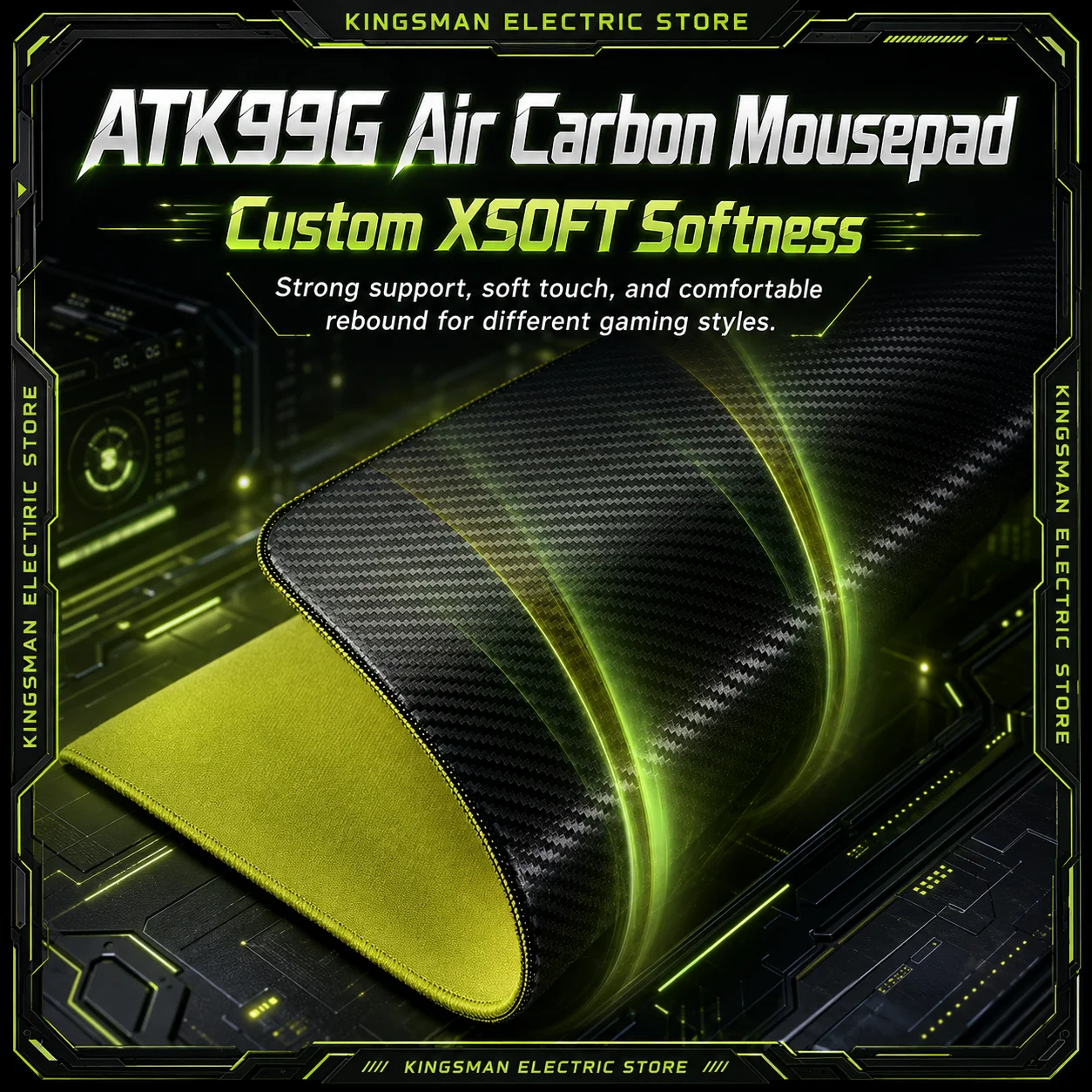 ATK99G Air Carbon Mousepad Xsoft 490x420x4mm Mouse Pad For CSGO Gaming Magnetic Switch Keyboard Paw3950 Custom