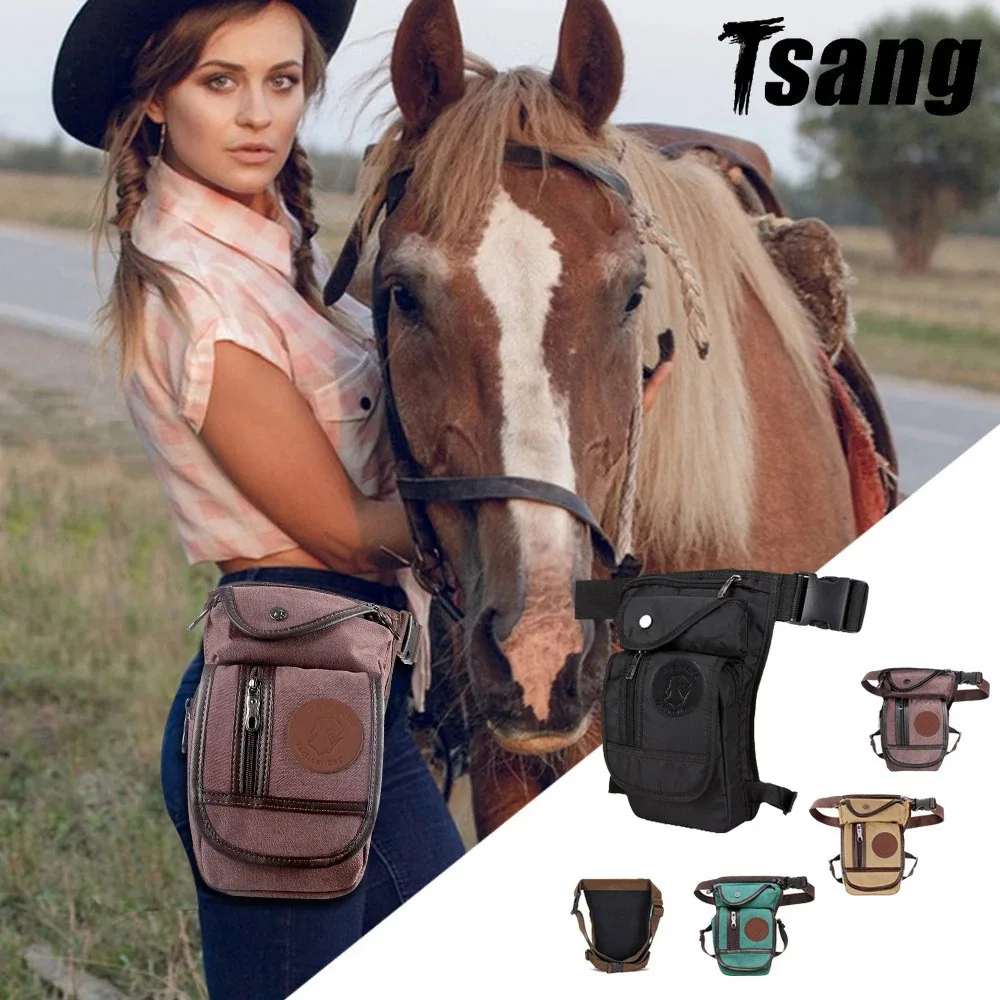 Vintage Canvas Outdoor Men Travel Waist Bag Casual Motorcycle Leg Bags Riding Fanny Pack