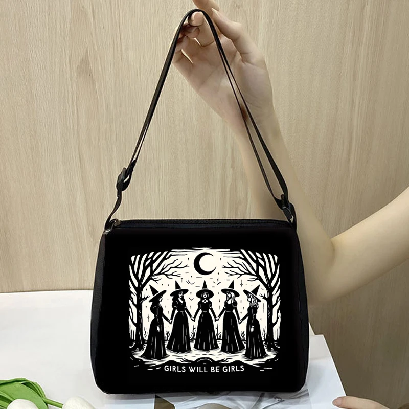 Vintage Witch Fashion Underarm Bags for Women Spooky Season Halloween Messenger Bag Purses Handbags Female Shoulder Armpit Bag