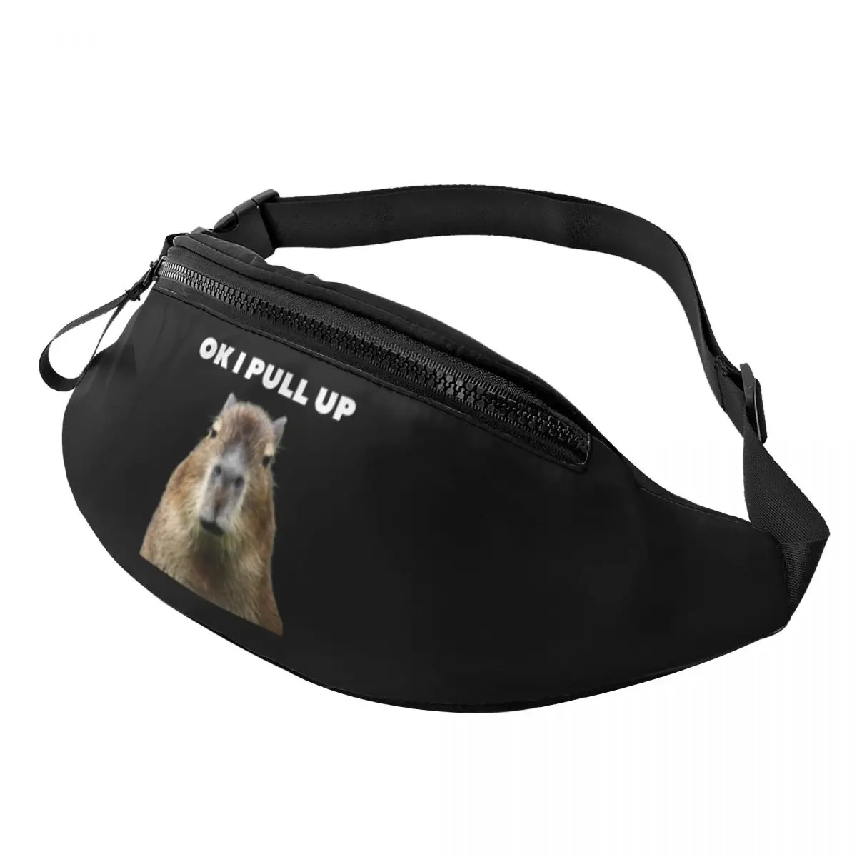 Custom Fashion Ok I Pull Up Capybara Fanny Pack for Travel Hiking Women Men Crossbody Waist Bag Phone Money Pouch