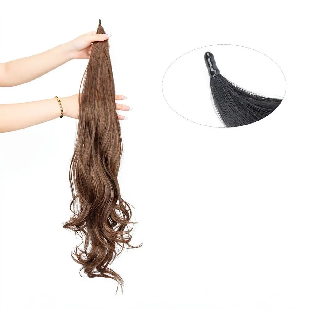 Synthetic Long Wavy Ponytail Extension 32 Inch Wrap Around Pony Hair Piece Velcro Attachment For Instant Beauty