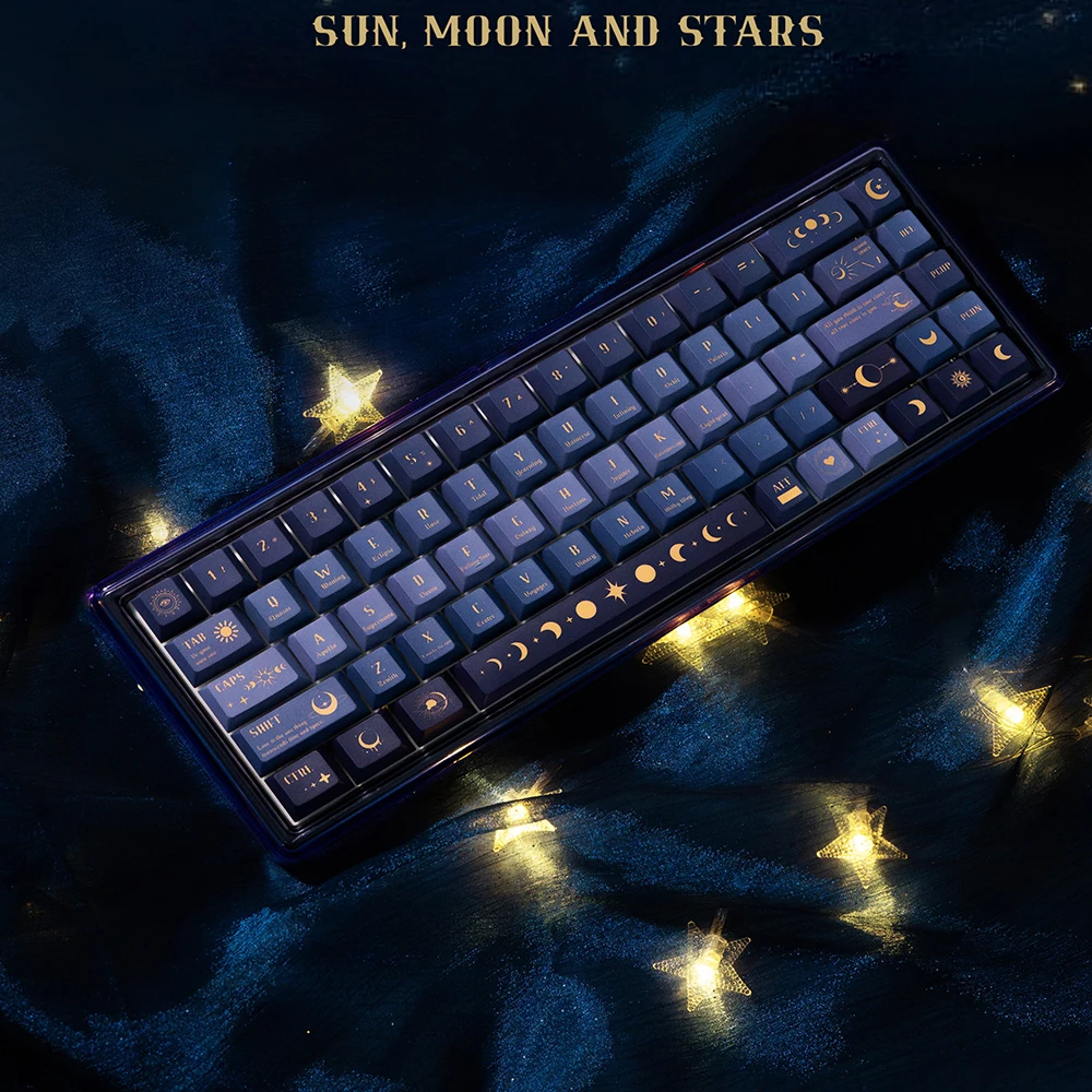 PBT Dye Sublimation Keycaps with Sun Moon and Star Custom Mechanical Keyboard Keycaps