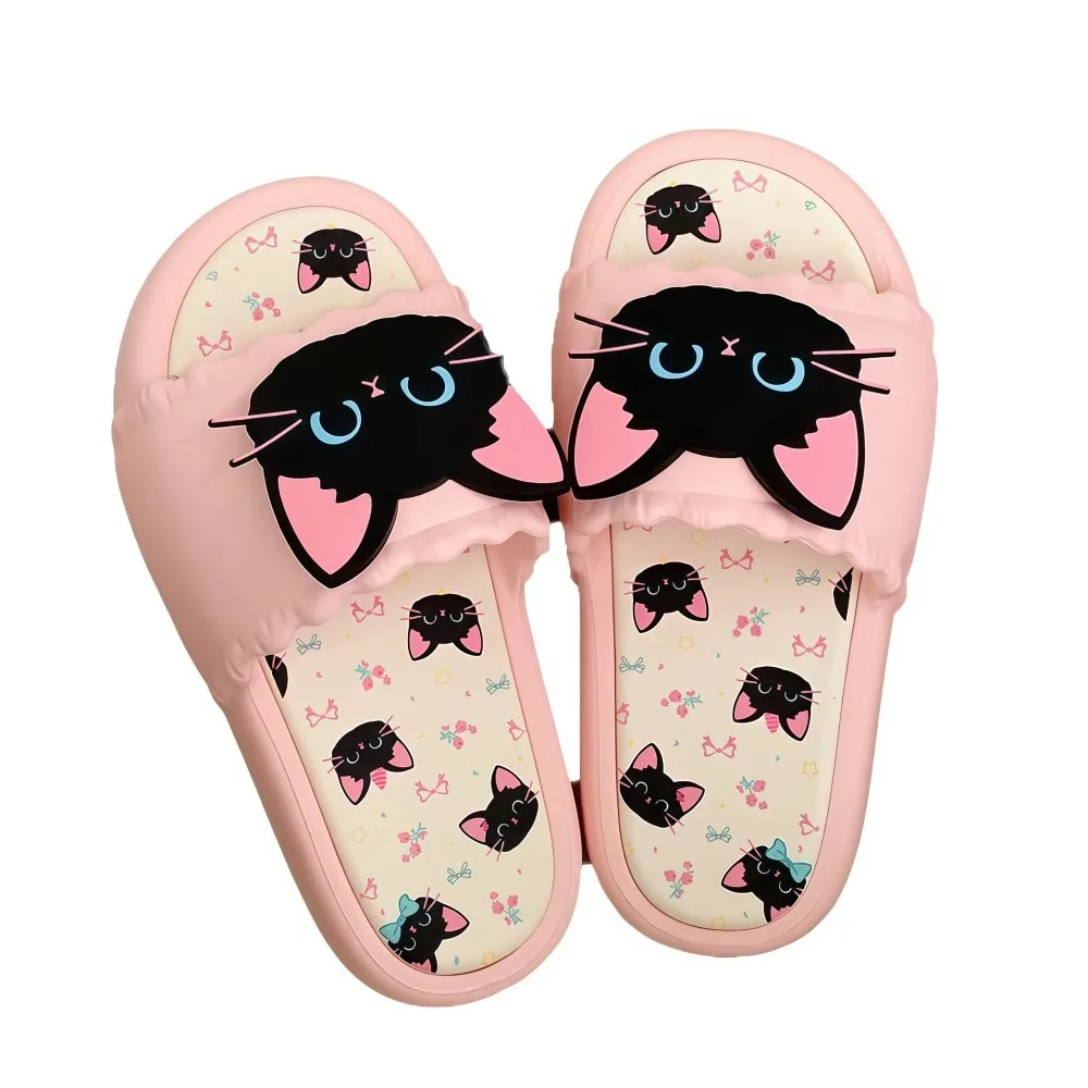 Fashion Thick Bottom Cat Slippers Solid Color Soft Sole Beach Shoes Non Slip Summer Home Slippers For Couples and Women