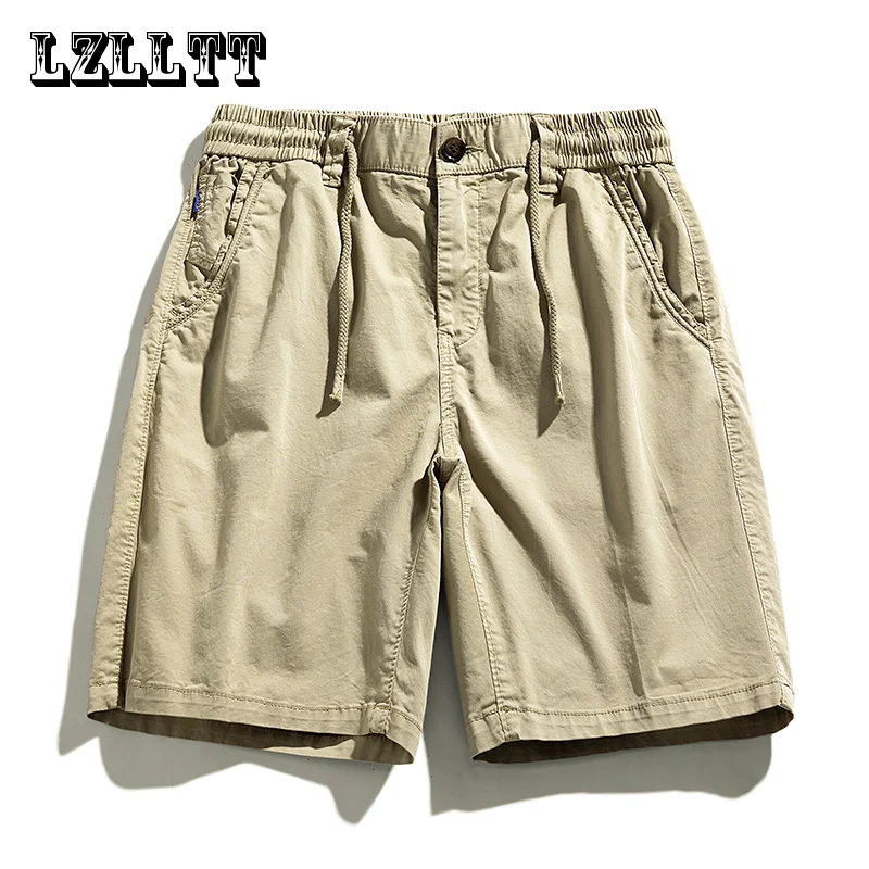 New Summer Solid Color Fashion Cotton Casual Breeches Cargo Men Shorts Men Breathable Quick Dry Multi Pocket Short LZLLTT