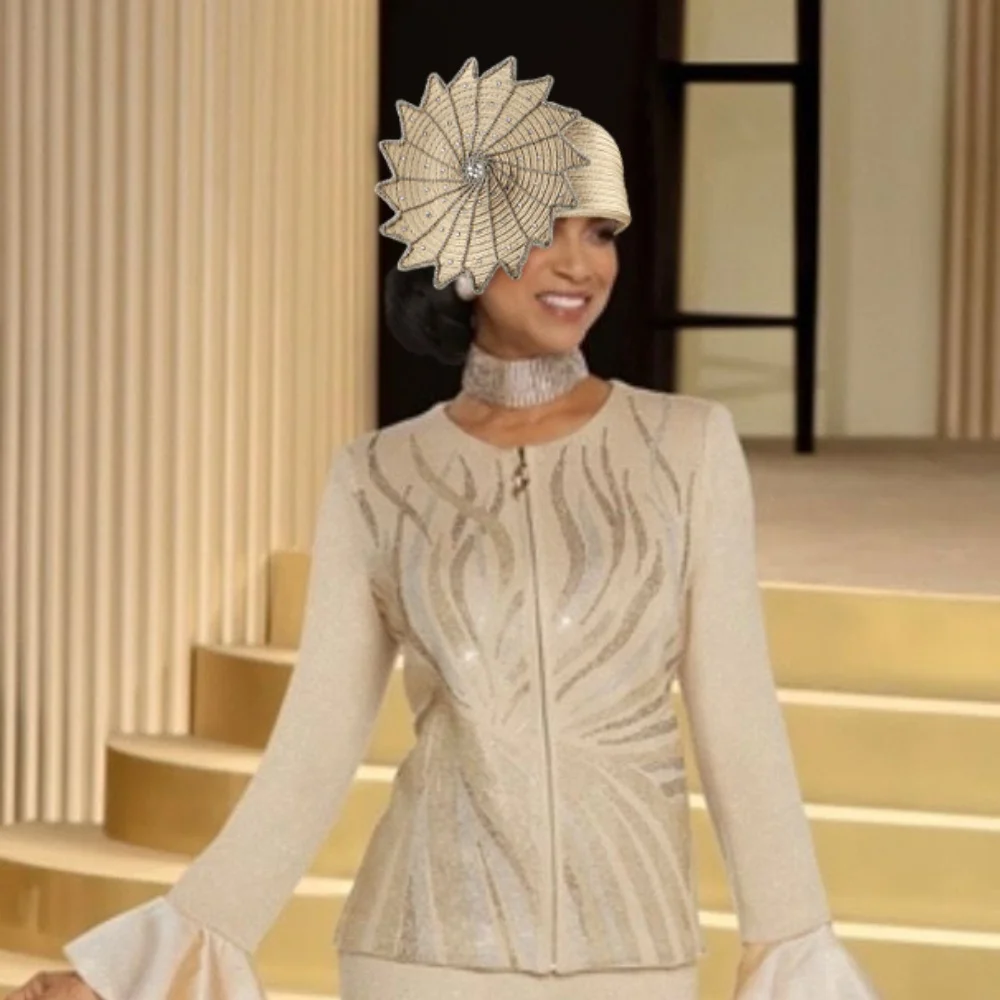 Perfect Gold Satin Cloth Church Hat Unique Photography Hats Chains Fashion Formal Hat Luxury Flower Wedding Top Hat for Women