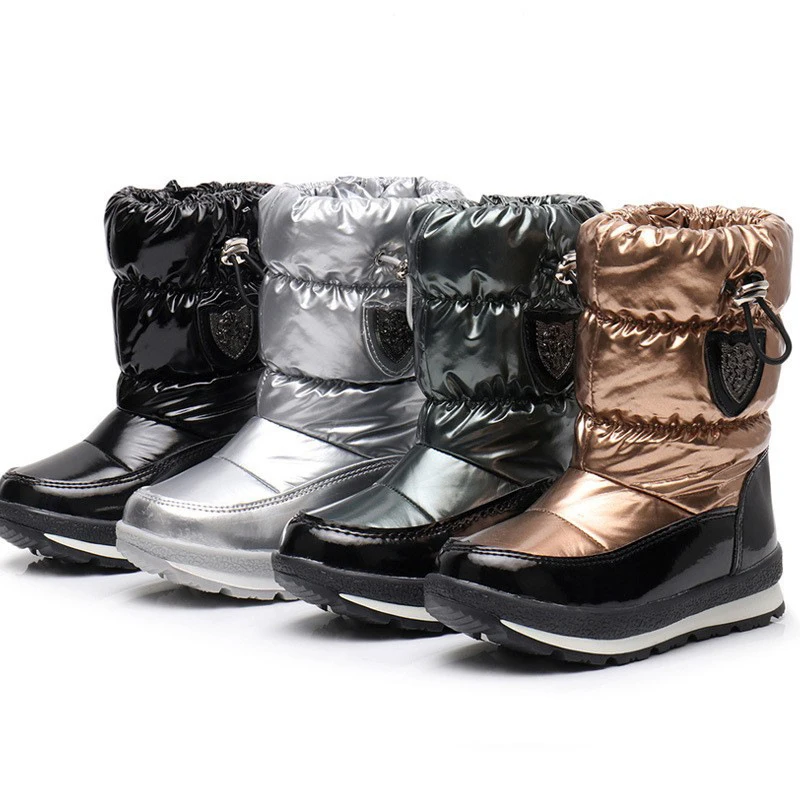 Classic Thickened Fluffy Winter Children Snow Boots Outdoor Waterproof Boys Girls' Boot Warm Plush Cotton Shoes Student Footwear