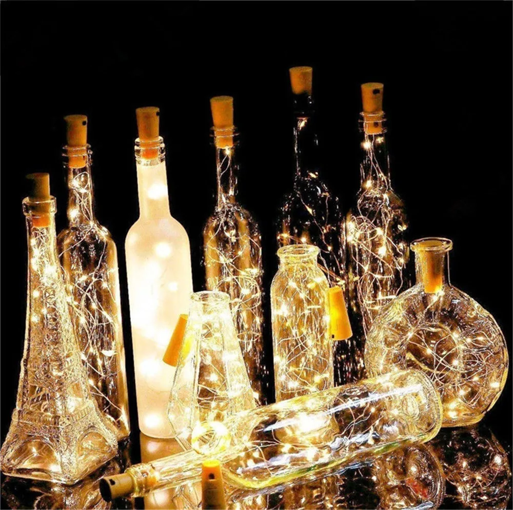 Bar LED Wine Bottle Cork 2M String Lights Christmas Decoration Led Lamp Bottle Fairy Lights Holiday Copper Wire Lights String