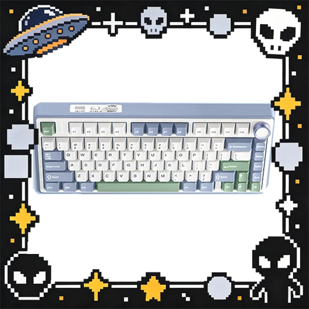 AULA F75 Wireless Mechanical Keyboard Tri Mode Bluetooth 2.4G USB C RGB Hot Swap Gasket Knob Snow Cedar Green Reaper Switch