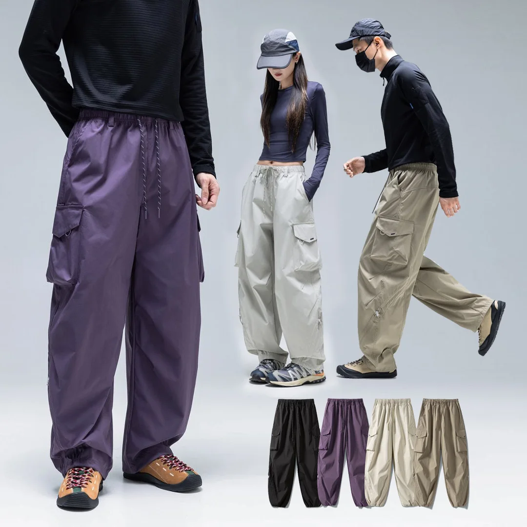 Men Women Outdoor Waterproof Quick Dry Multi-pocket Loose Casual Sport Cargo Pant City Hiking Streetwear Track Techwear Trousers