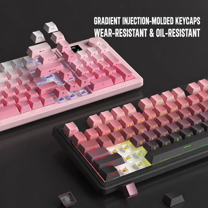 Langtu L98 Tri Mode Membrane Keyboard 98 Keys Silent Wireless Bluetooth 2.4G Wired RGB Gaming Office Keyboard For Laptop Desktop