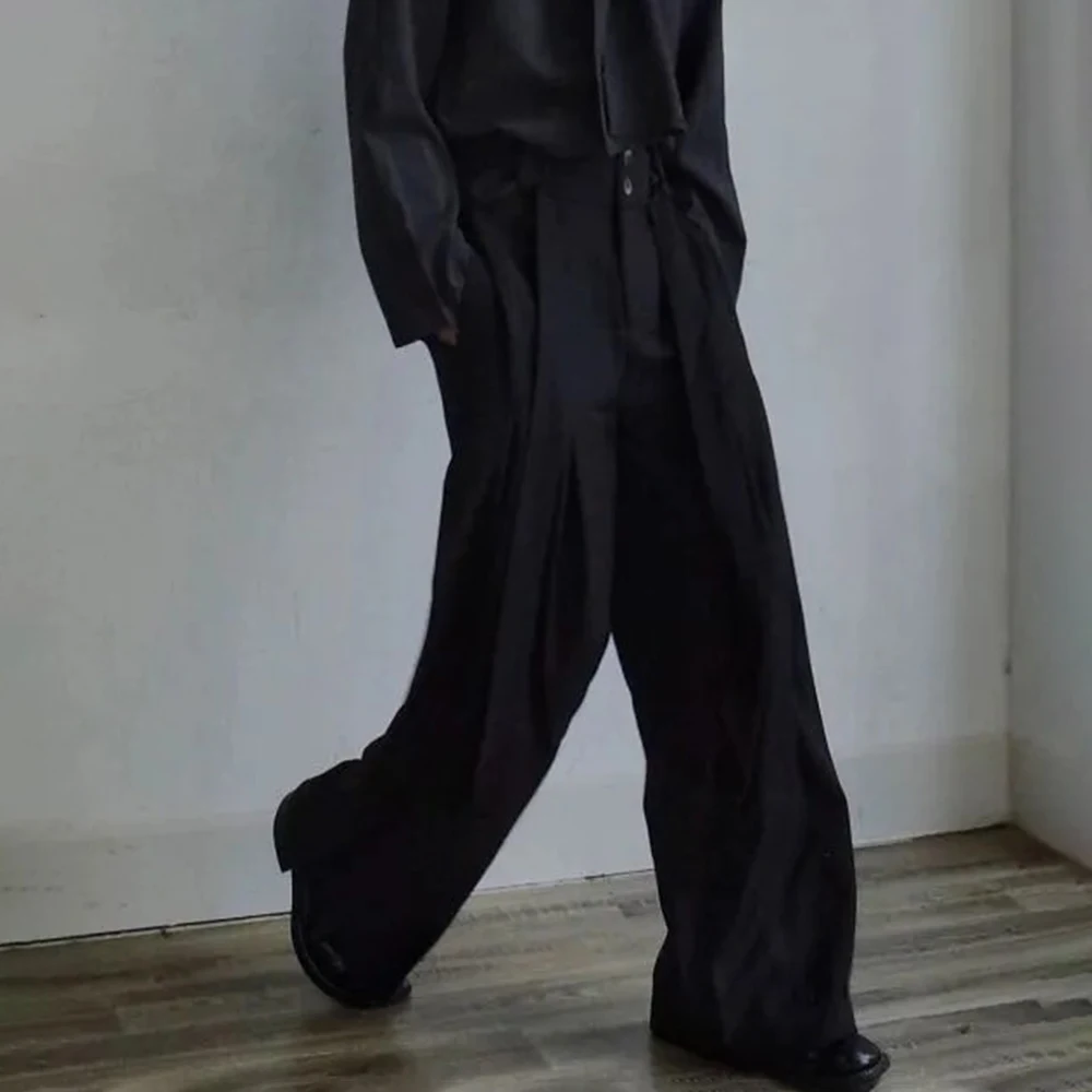 Mens Trousers Ribbon Design Plain Casual Pants Streetwear Youth Outdoor Versatile Niche Straight Leg Pants Men'S Wear 2026 New