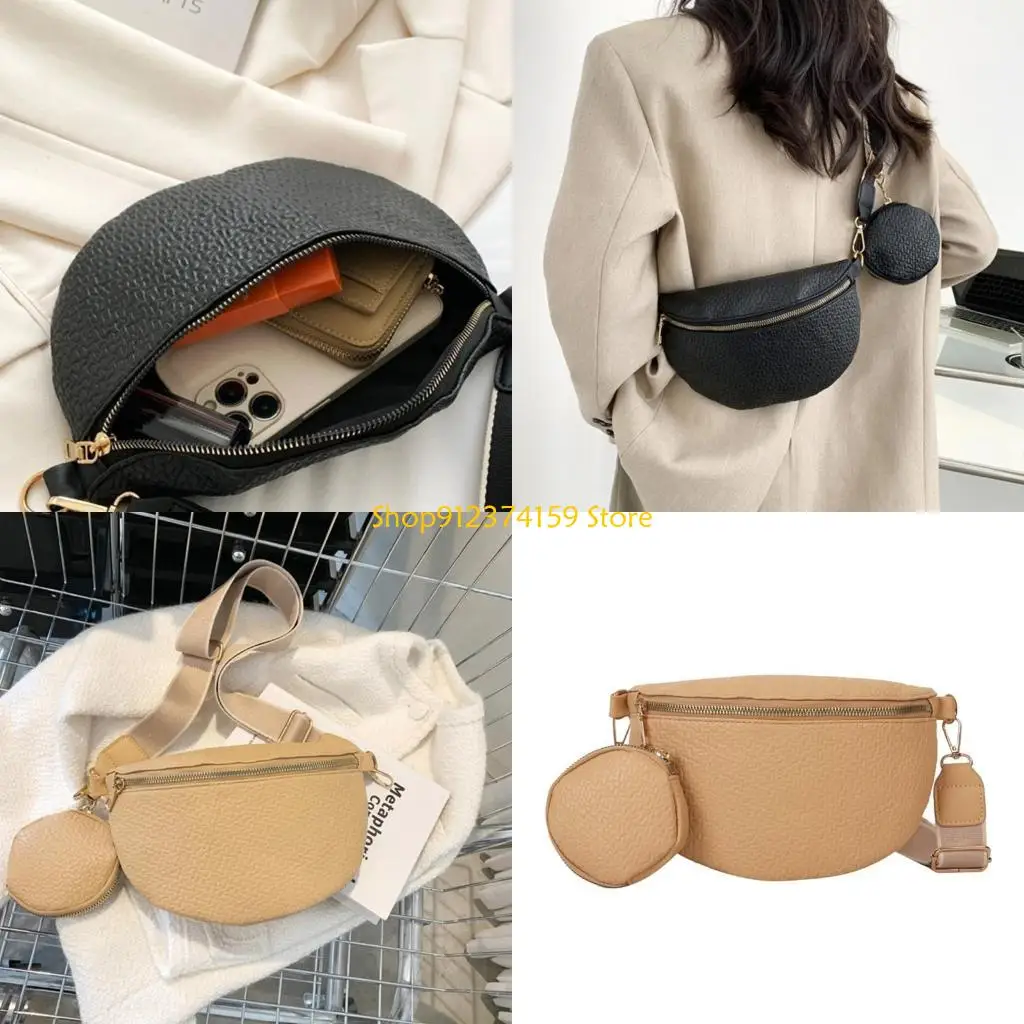 G5AE Korean Waist Bag PU Leather Fanny Pack Large Phone Traveling Bag