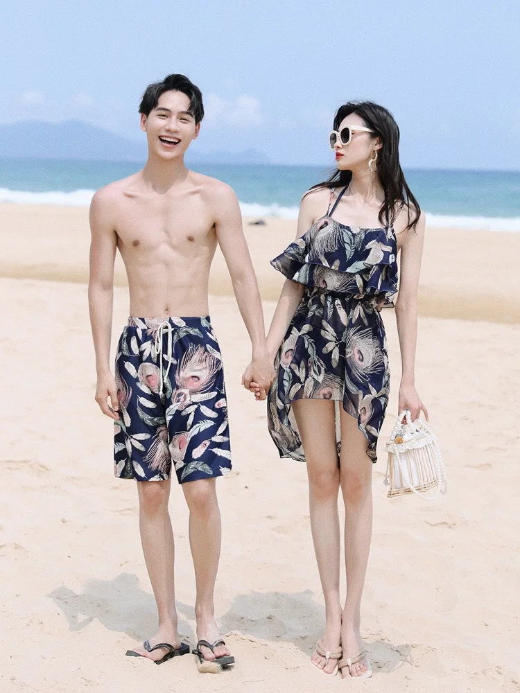 Couple's Swimsuit Women's Bikini Three-piece Set Gathered Belly Conceal Slimming Fairy Style Hot Spring Vacation Swimming Suit
