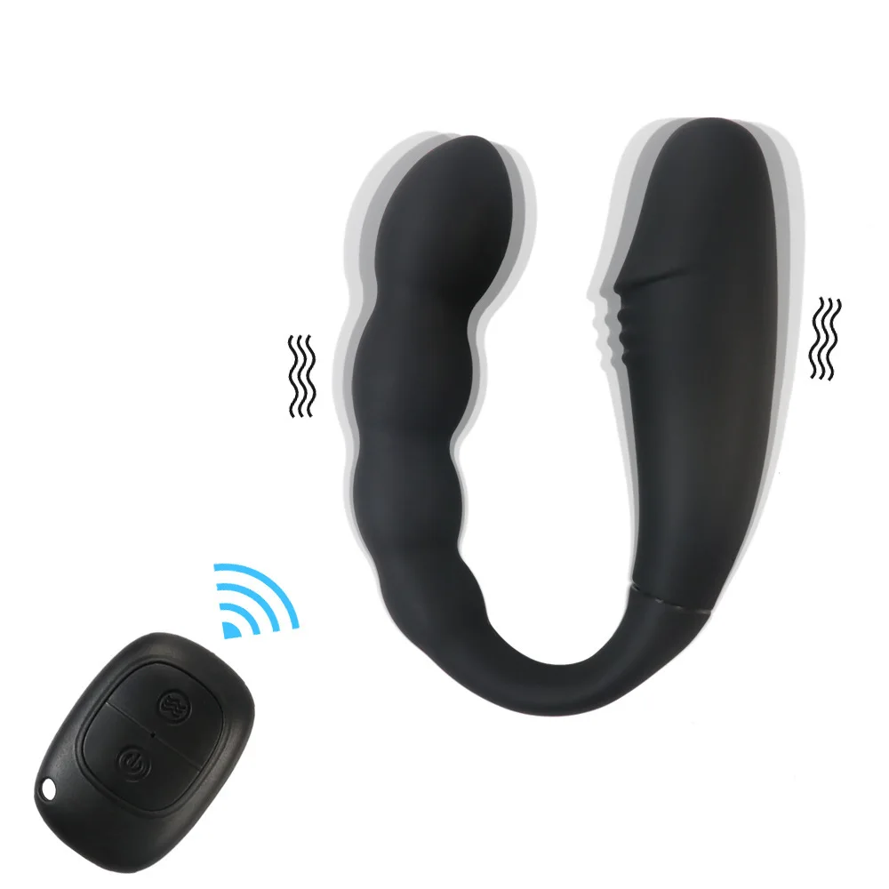 Adult product charging U-shaped double head vibrator simulation masturbation silicone bead anal plug remote control jumping egg