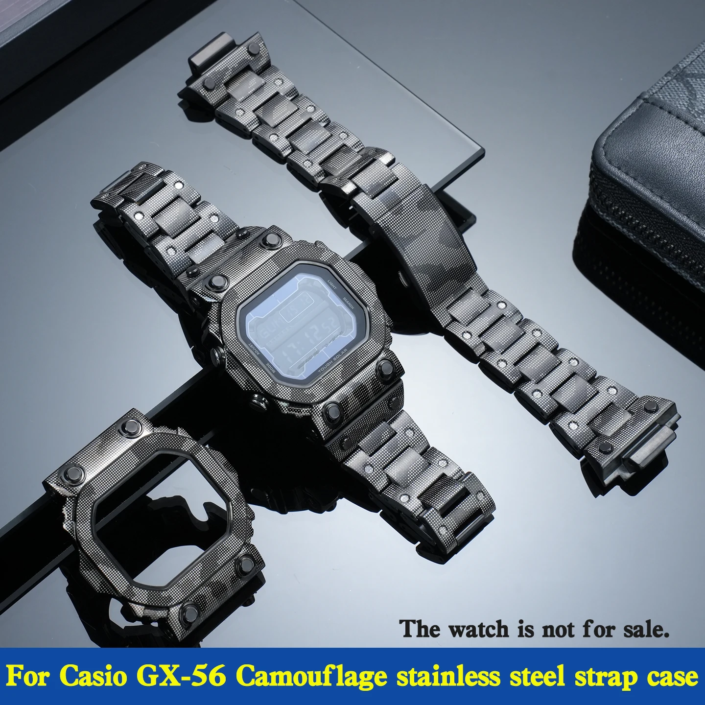 GX56 Camouflage Stainless Steel Watch Case For Casio GX-56BB GXW-56 Diy Modified Metal Watch Strap Fashion Case Watch Chain Men