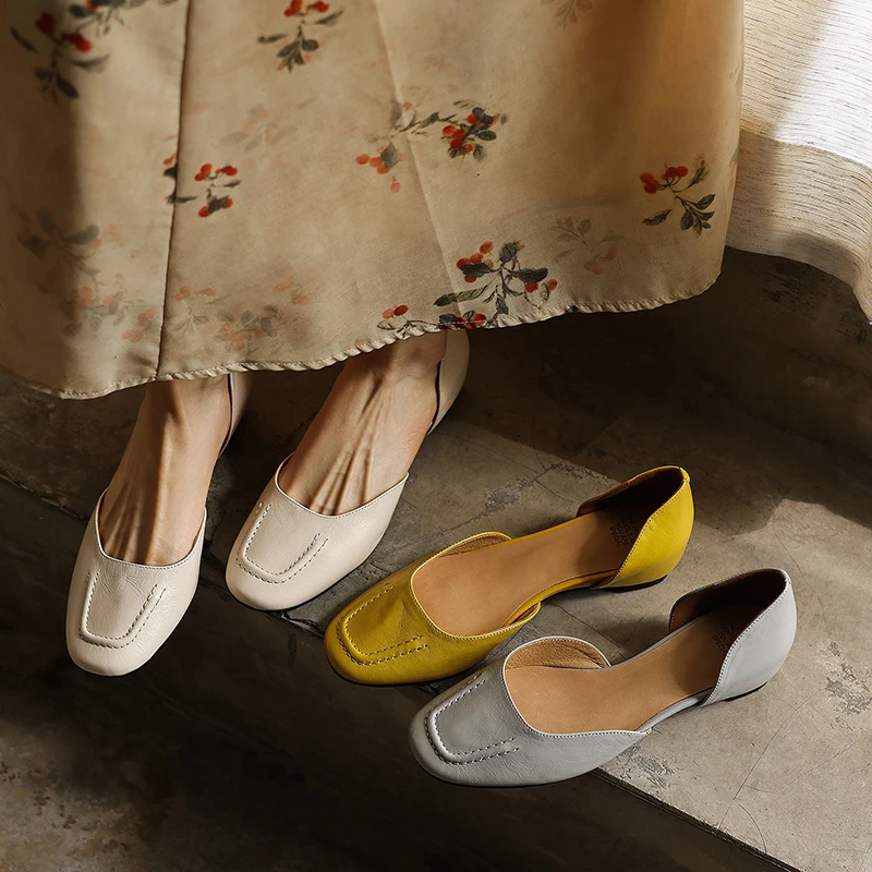 2026 summer women sandals natural leather plus size 22-25cm sheepskin+cowhide+pigskin round toe mules high heel women slippers