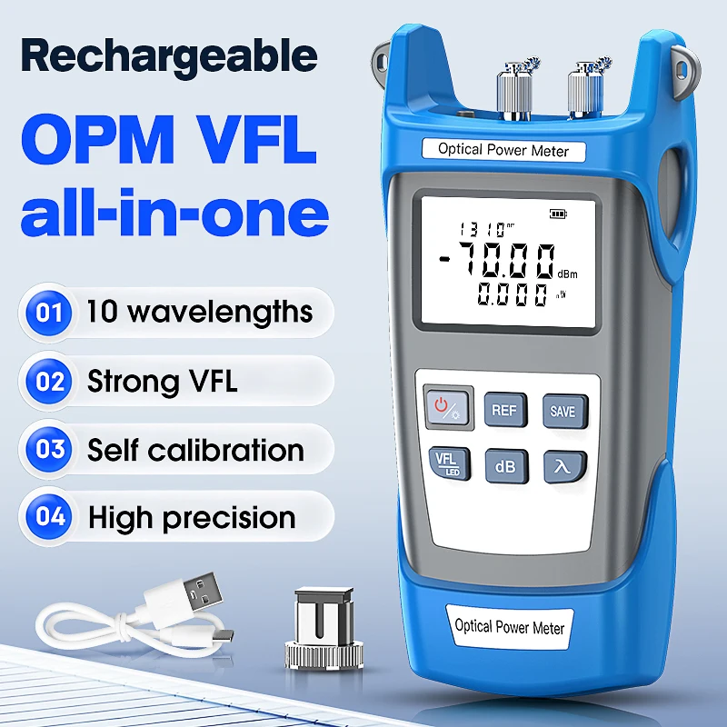 COMPTYCO P-G10 Optical Power Meter(OPM) Visual Fault Locator(10/15/30/50MW VFL) All-In-One FTTH Rechargeable Fiber Optic Tester