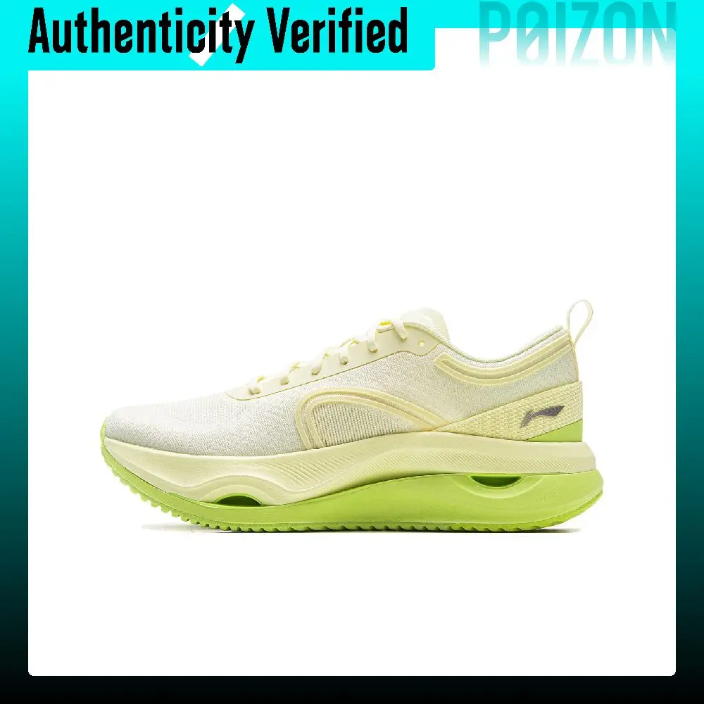 Li Ning Cushioning Slip Resistant Abrasion Resistant Low top Casual Running Shoes Women's Yellow ARHV002-32
